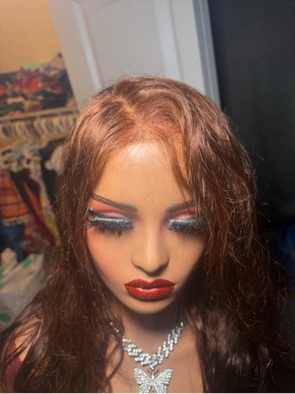 100% Human Hair Brown Auburn Lace Front Wig - 13x4 Lace